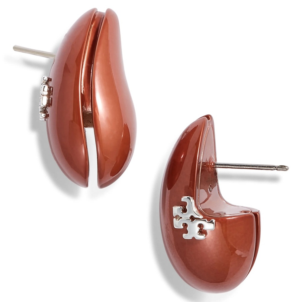 TORY BURCH Small Wave Drop Earrings - Rust